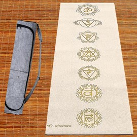 Tapis yoga chanvre 7 chakras or + sac