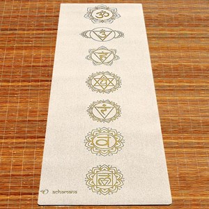 Tapis yoga chanvre 7 chakras or + sac