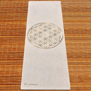 Tapis yoga chanvre fleur de vie or + sac