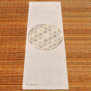 Tapis yoga chanvre fleur de vie or + sac