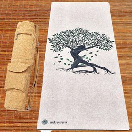 Tapis yoga chanvre arbre-vie + sac liège