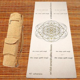 Tapis yoga chanvre mantra or + sac liège