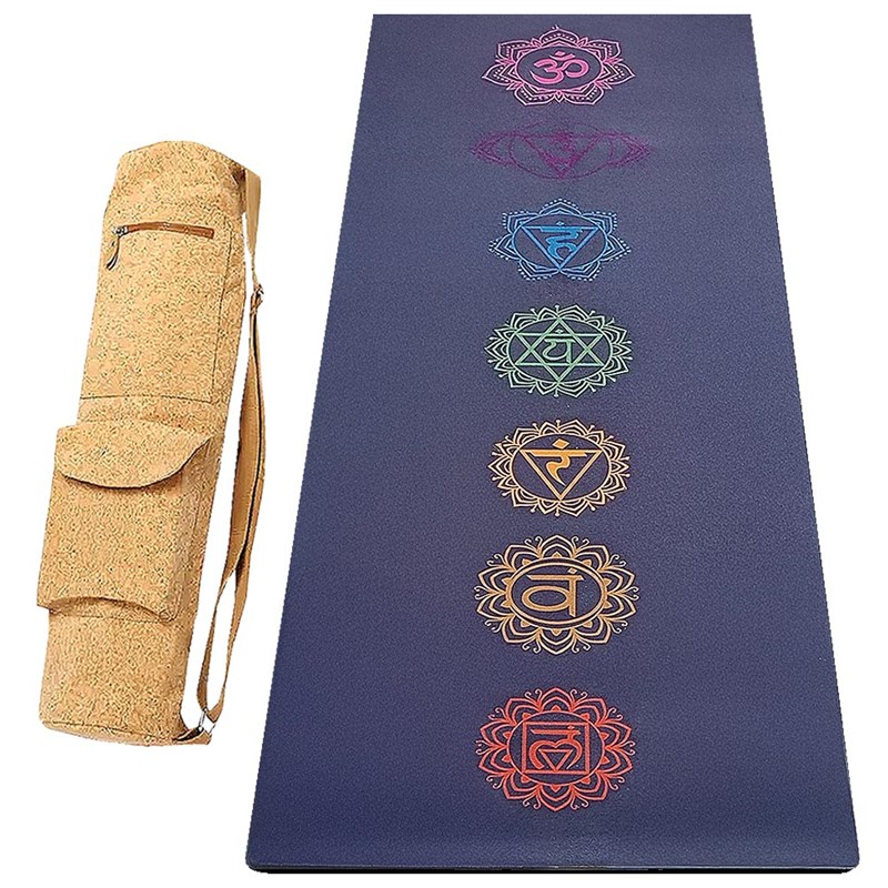 Tapis de yoga 5mm 7 chakras + sac liège