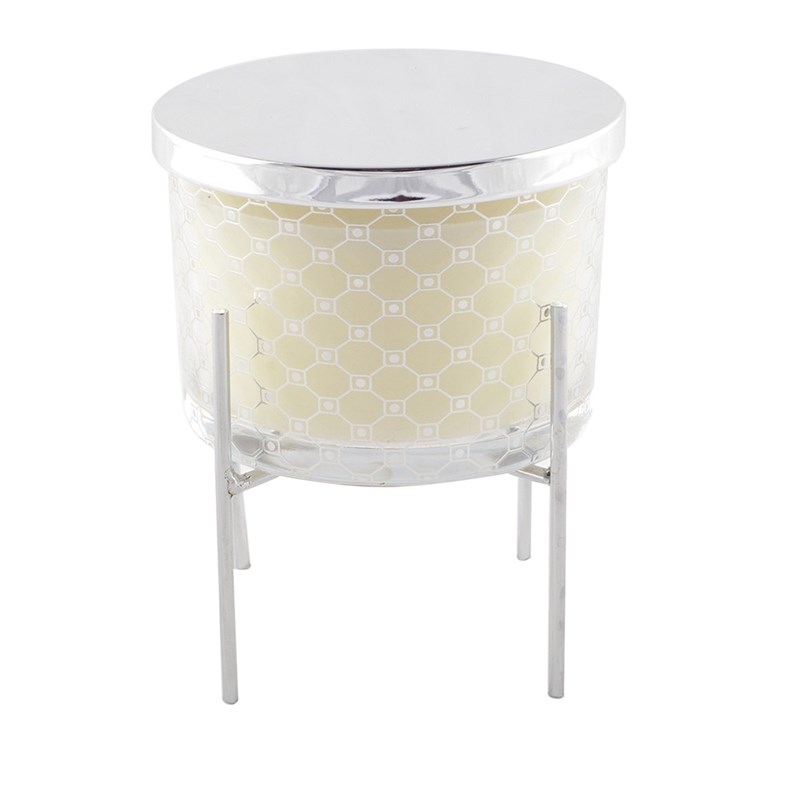 Bougie patchouli avec bougeoir argent