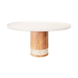 Plat à tarte blanc sur pied en bois