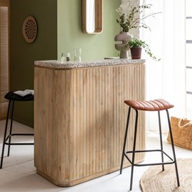 Meuble bar en bois et terrazzo