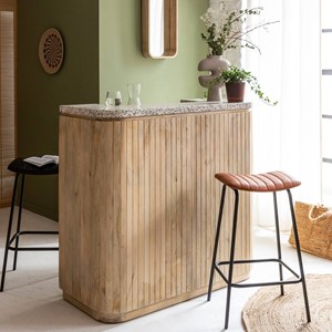 Meuble bar en bois et terrazzo
