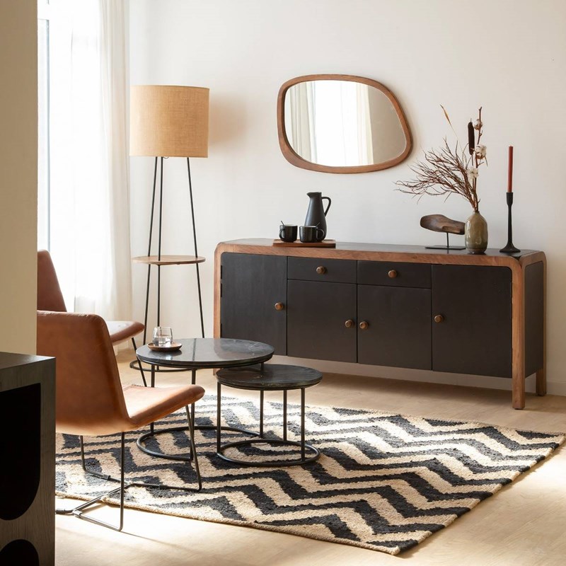 Buffet arrondi en bois de manguier romy