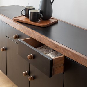 Buffet arrondi en bois de manguier romy