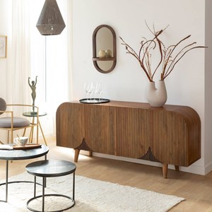 Buffet arrondi en bois de manguier lise