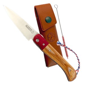 Couteau pliant + étui cuir artisanal