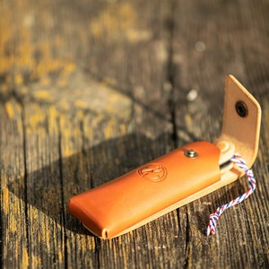 Couteau pliant + étui cuir artisanal
