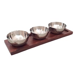 Set 3 coupelles argent sur plateau
