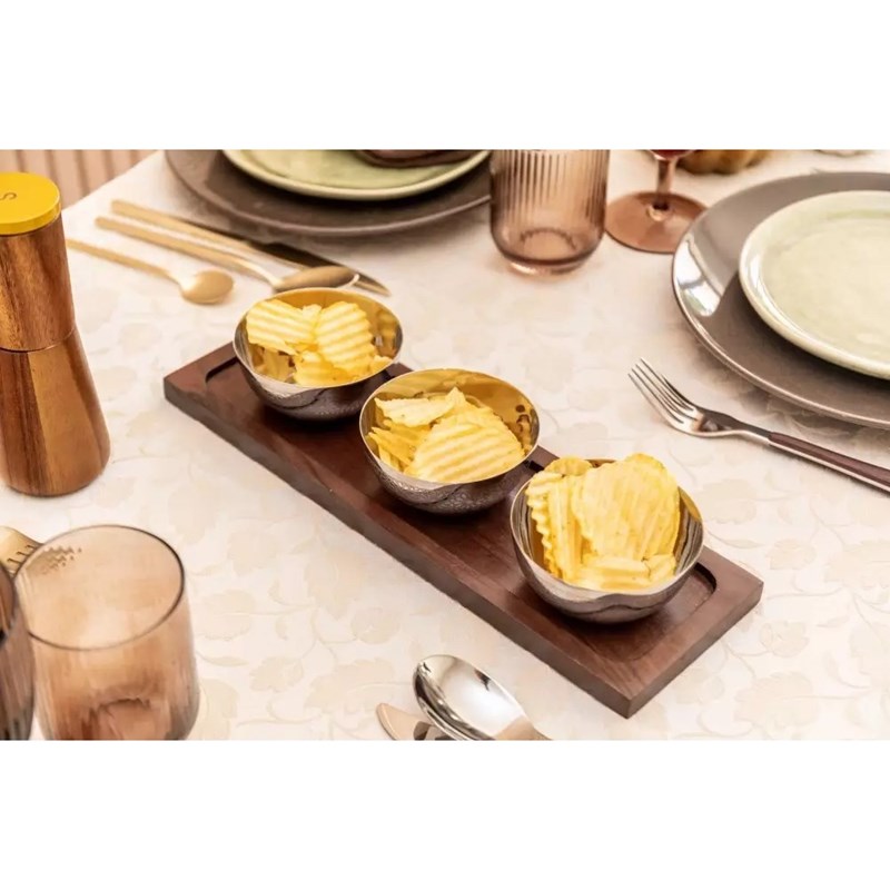 Set 3 coupelles argent sur plateau