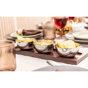 Set 3 coupelles argent sur plateau