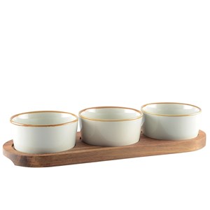 Set 3 coupelles sur plateau en bois
