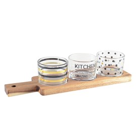 Set 3 verres dur plateau en bois