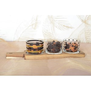 Set 3 verres dur plateau en bois
