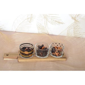 Set 3 verres dur plateau en bois