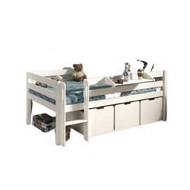 Lit mi-haut + 3 rangements avec tablette