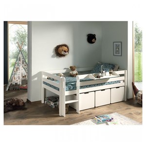 Lit mi-haut + 3 rangements avec tablette