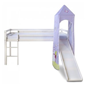 Lit mezzanine tour toboggan bois de pin