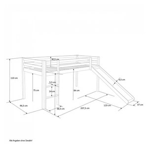 Lit mezzanine tour toboggan bois de pin
