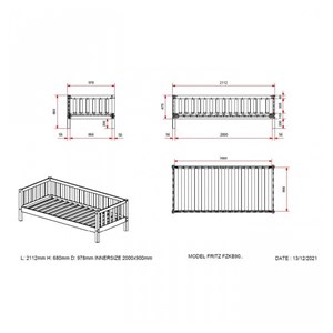 Lit fritz avec tiroir - blanc