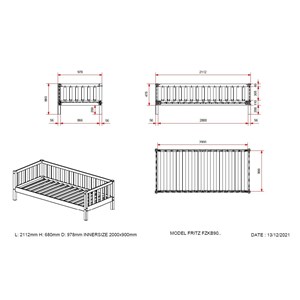Lit fritz avec tiroir bois naturel