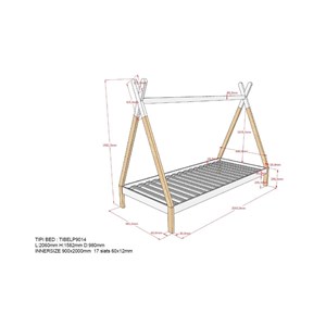 Lit tipi avec tiroir en bois naturel