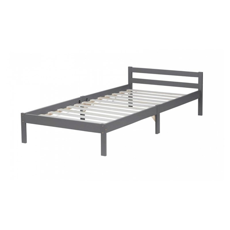 Lit simple en bois 90x200 gris