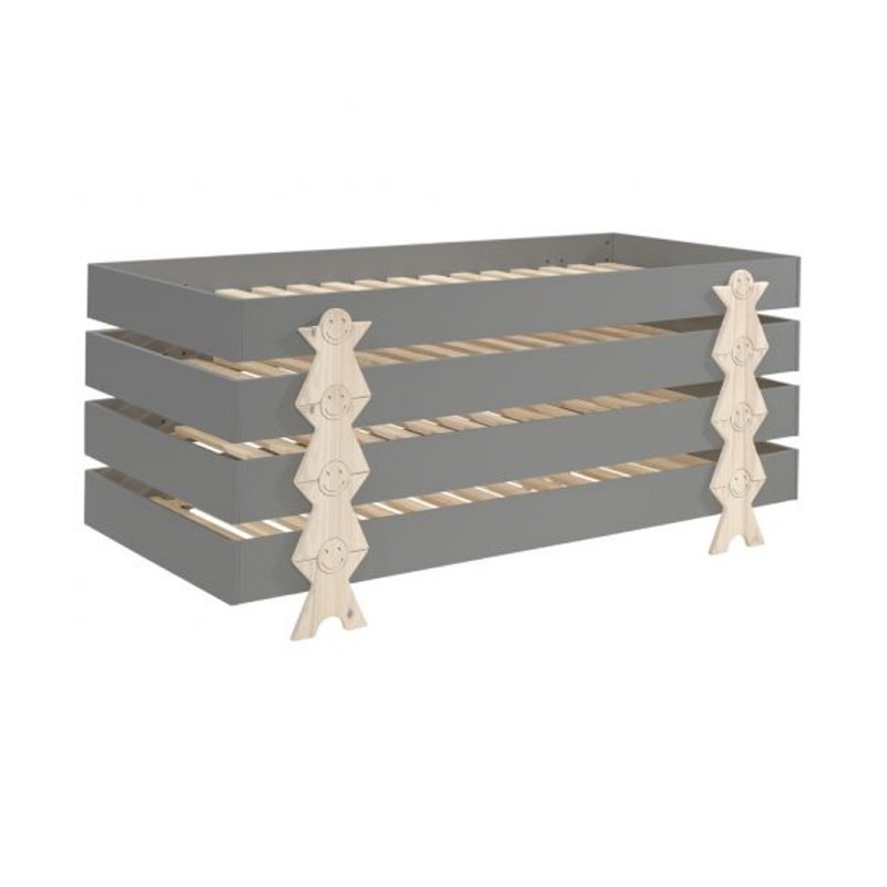 Combinaison de lit - 4 - 90x200cm gris