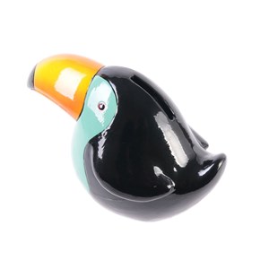 Tirelire toucan exotic - h. 12 cm - noir