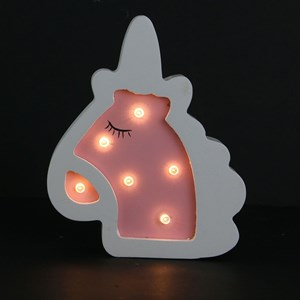 Lampe en bois enfant licorne - h. 13 cm