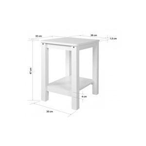 Table de chevet en bois blanc