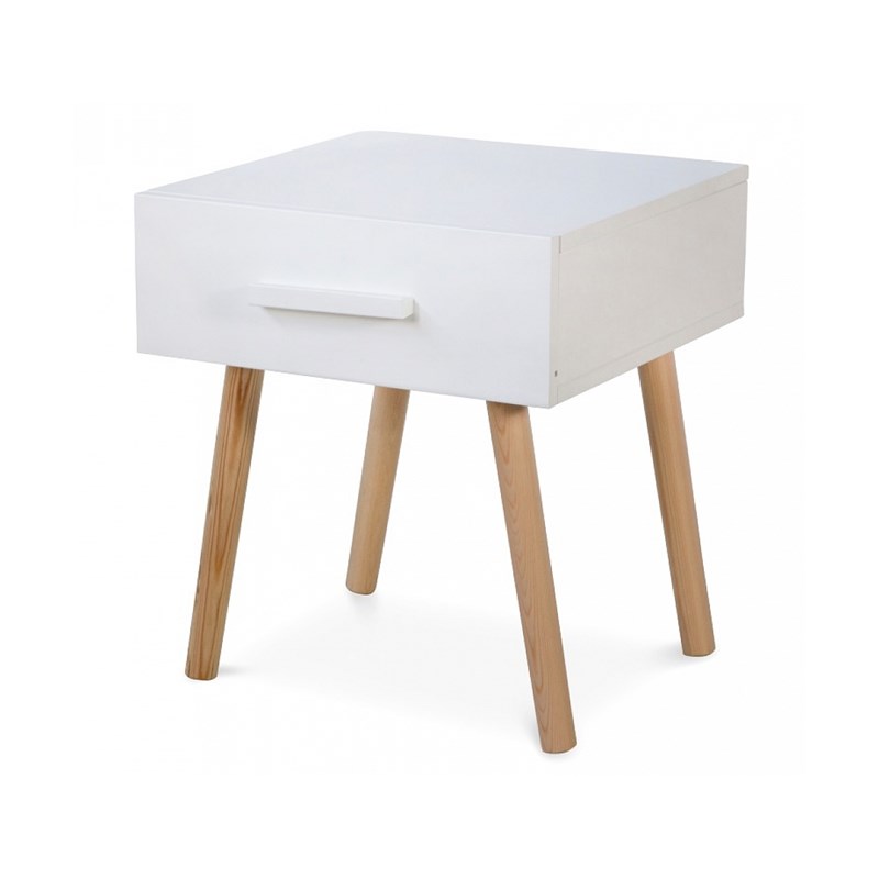 Table de nuit tiroir blanc en pin