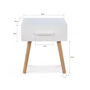 Table de nuit tiroir blanc en pin