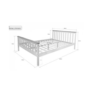 Lit futon double 140x200 bois blanc