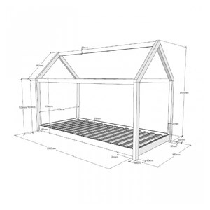 Vipack lit cabane 90x200cm pin naturel