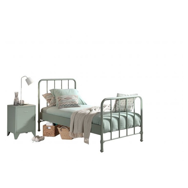 Vipack - Lit et chevet 90x200 vert bronxx