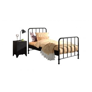 Lit et chevet bronxx 90x200 noir