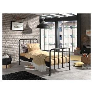 Lit et chevet bronxx 90x200 noir