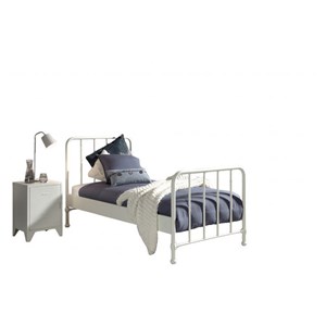 Lit et chevet 90x200 bronxx blanc