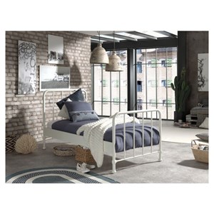 Lit et chevet 90x200 bronxx blanc