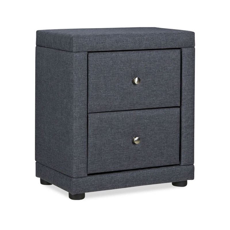 Table de chevet chambre 2 tiroirs gris
