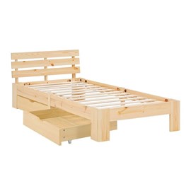 Lit simple 90x200 avec tiroir naturel