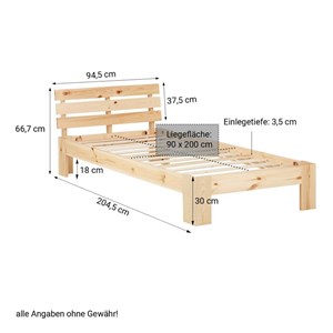 Lit simple 90x200 avec tiroir naturel