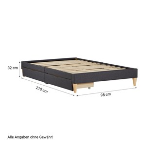 Lit capitonné 90x200 cm avec 2 tiroirs