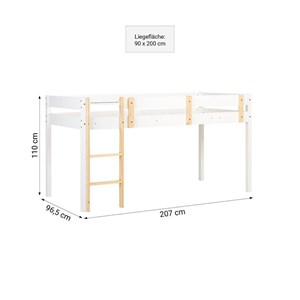 Lit 90x200 enfant blanc naturel