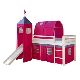 Lit toboggan avec tour - couleur rose